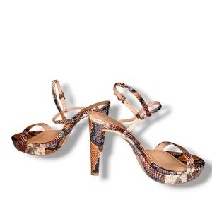Kurt Geiger London Brinley Snake Print Platform Sandals – Size 9